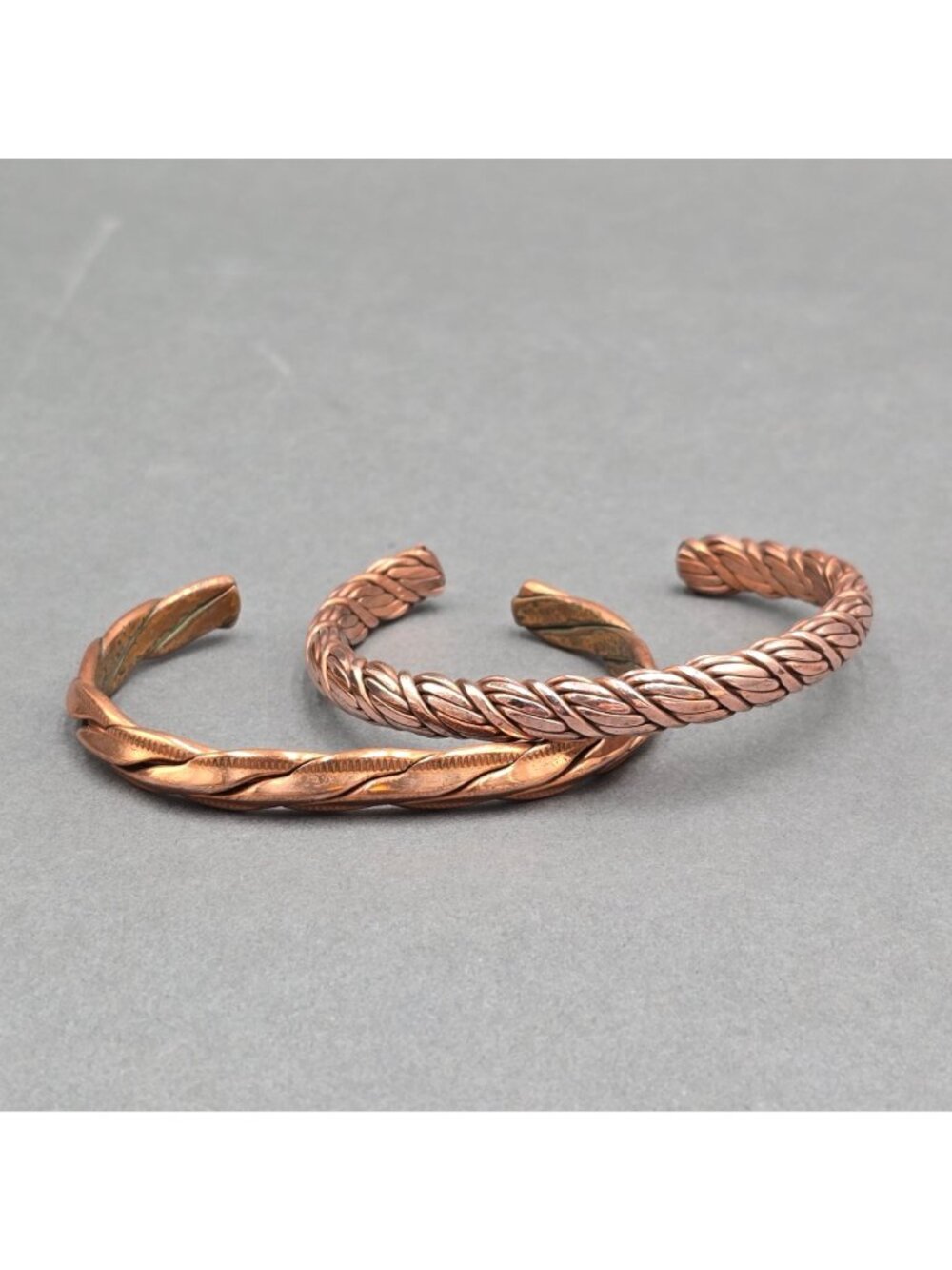 Vintage Copper Cuff Bracelet Set Braided Twisted Heavyweight Statement Lot 4pc - Picture 3 of 15